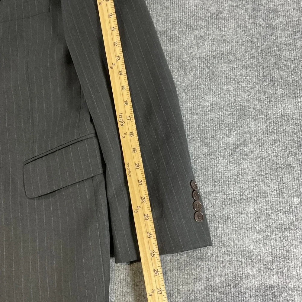 Brooks Brothers Mens 42R Pinstripe Wool Blend 2 Button Suit Jacket Charcoal Gray